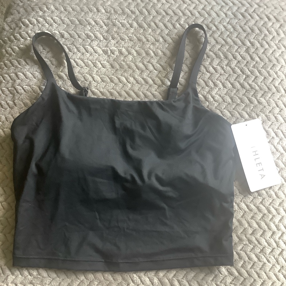 Athleta Black Scoop Crop Tankini, Medium, NWT